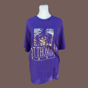 Hanes St. Thomas Tee | Purple Gold Foil | Size L | Vintage 1992